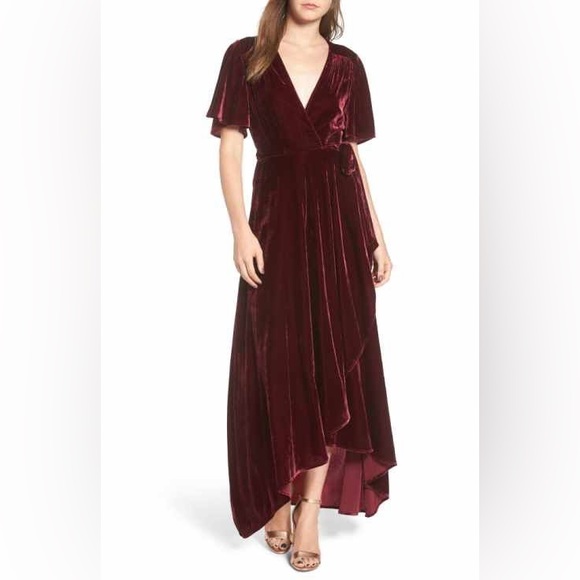 Red Velvet Privacy Please Wrap Dress - Picture 2 of 2